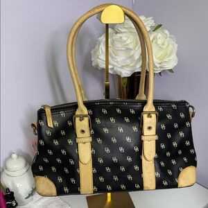 Dooney & Bourke Black and Tan Handbag